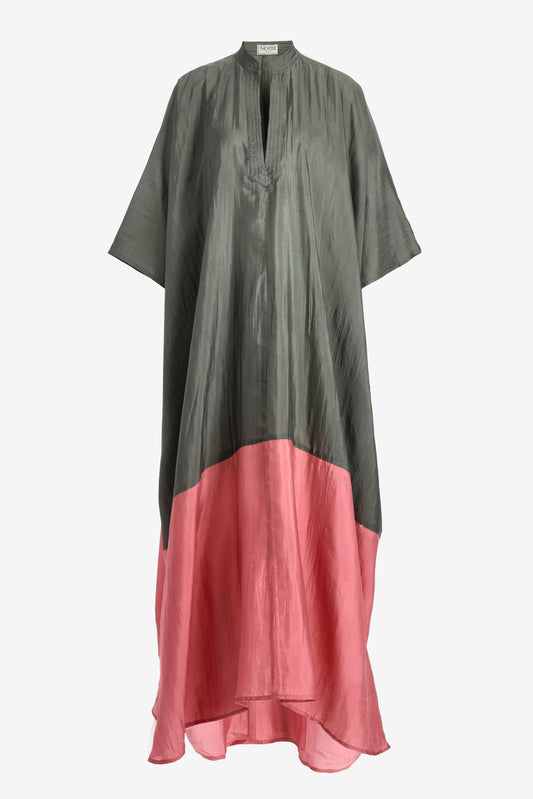 Bicolor tunic in khaki/pink