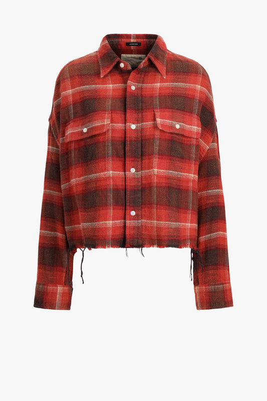 Bluse Cropped in Red/Black/Cream PlaidR13 - Anita Hass