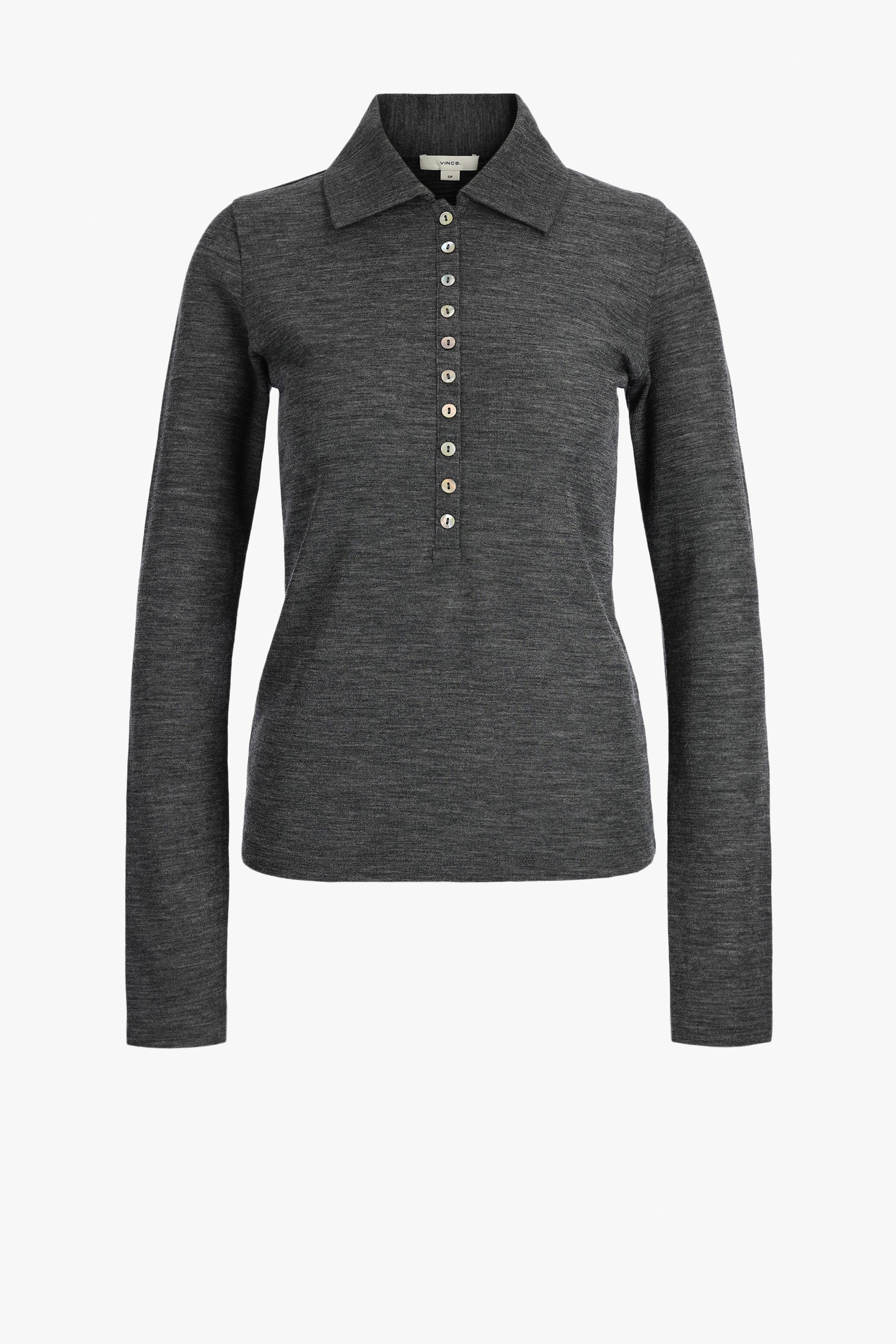 Longsleeve Polo in Heather GreyVince - Anita Hass