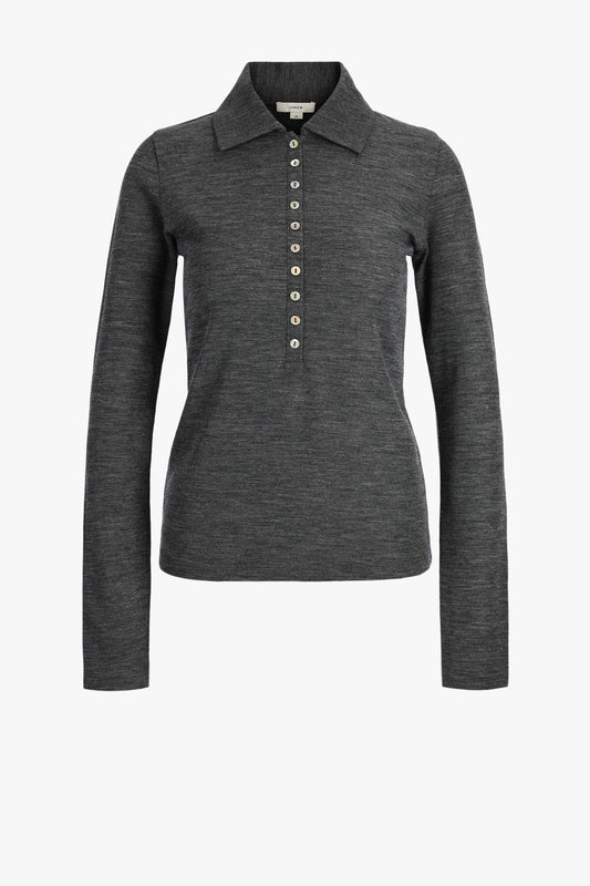 Longsleeve Polo in Heather GreyVince - Anita Hass