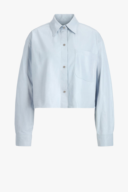 Little Big Joe leather blouse in Kentucky Blue