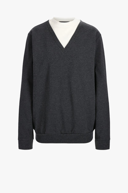 Trompe L'Oeil Sweater In Grey/White