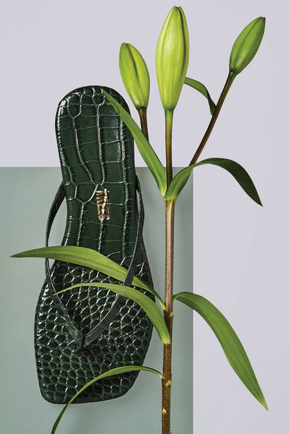 Sandale Lili Square in Croco EmeraldTKees - Anita Hass
