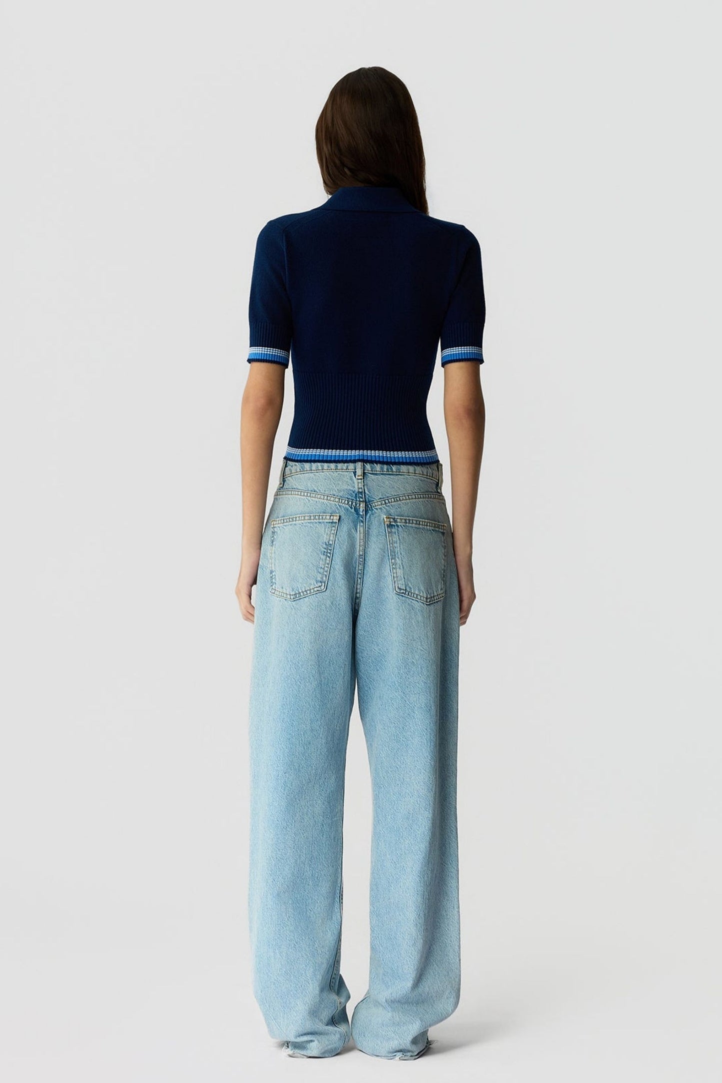 Marcella polo knit shirt in navy