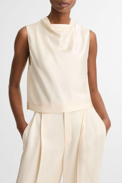 Top cowl neck in flax