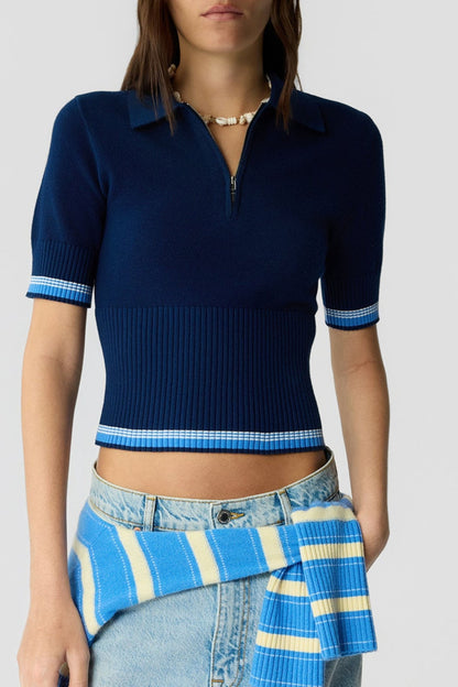 Marcella polo knit shirt in navy