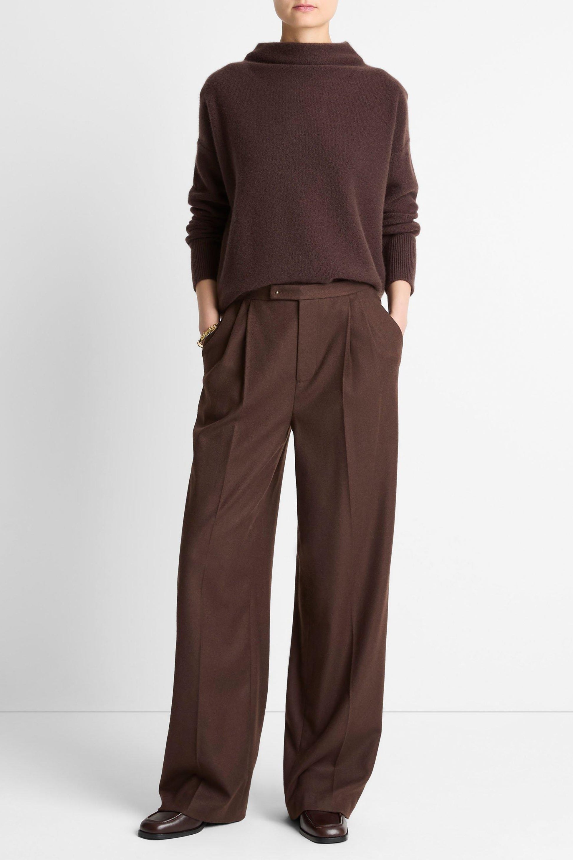 Hose Wide Leg Pleated in MochaVince - Anita Hass