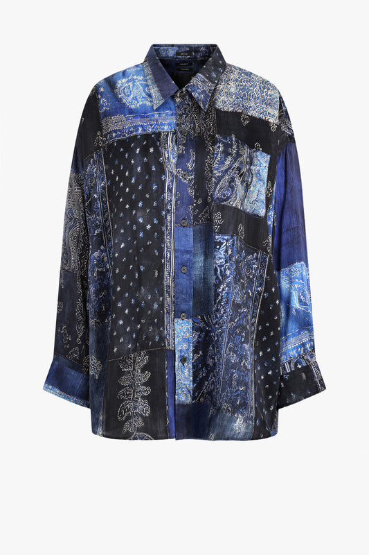 Drop neck blouse in blue bandana