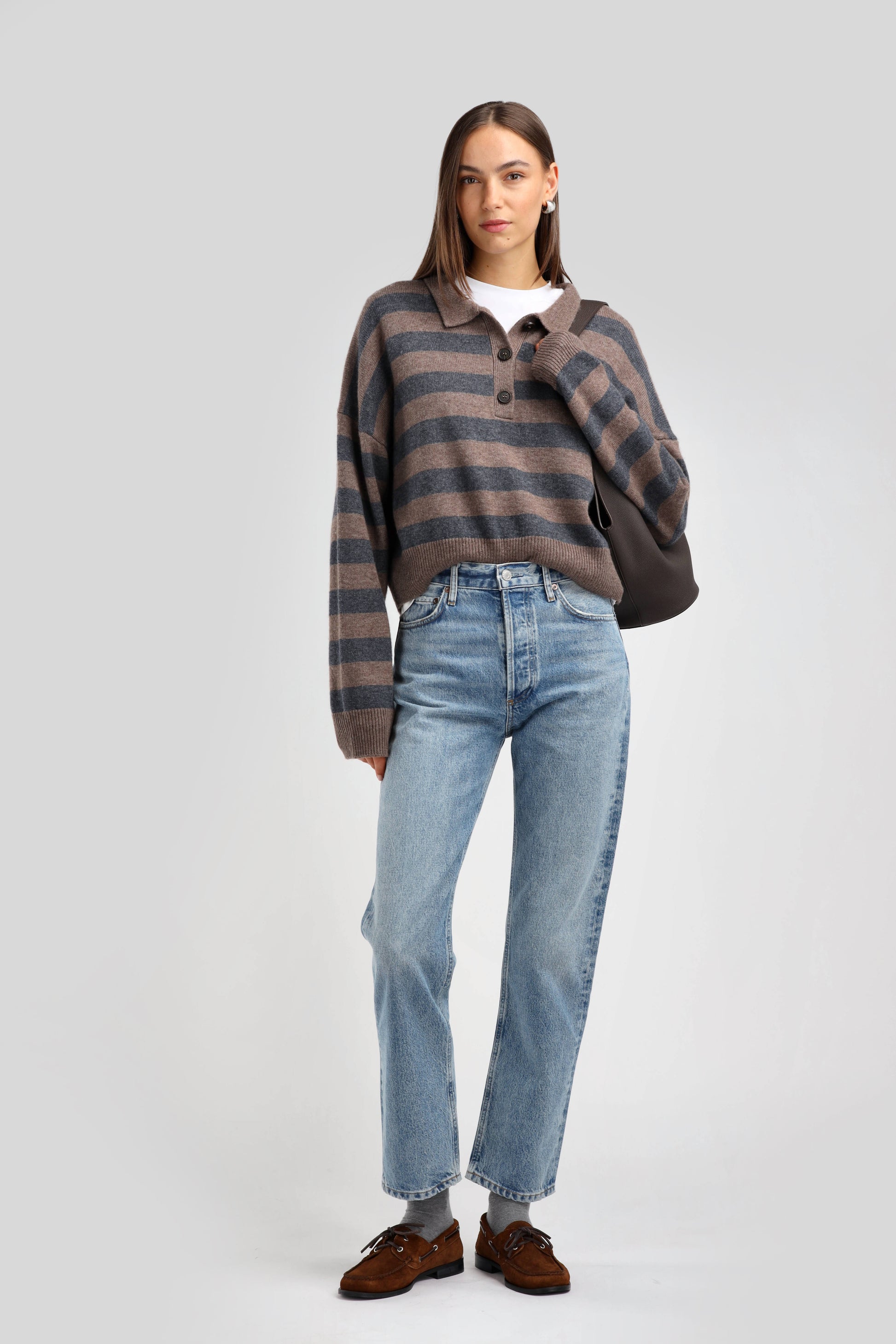 Strickpolo Celia in Taupe/AnthrazitLadneri - Anita Hass