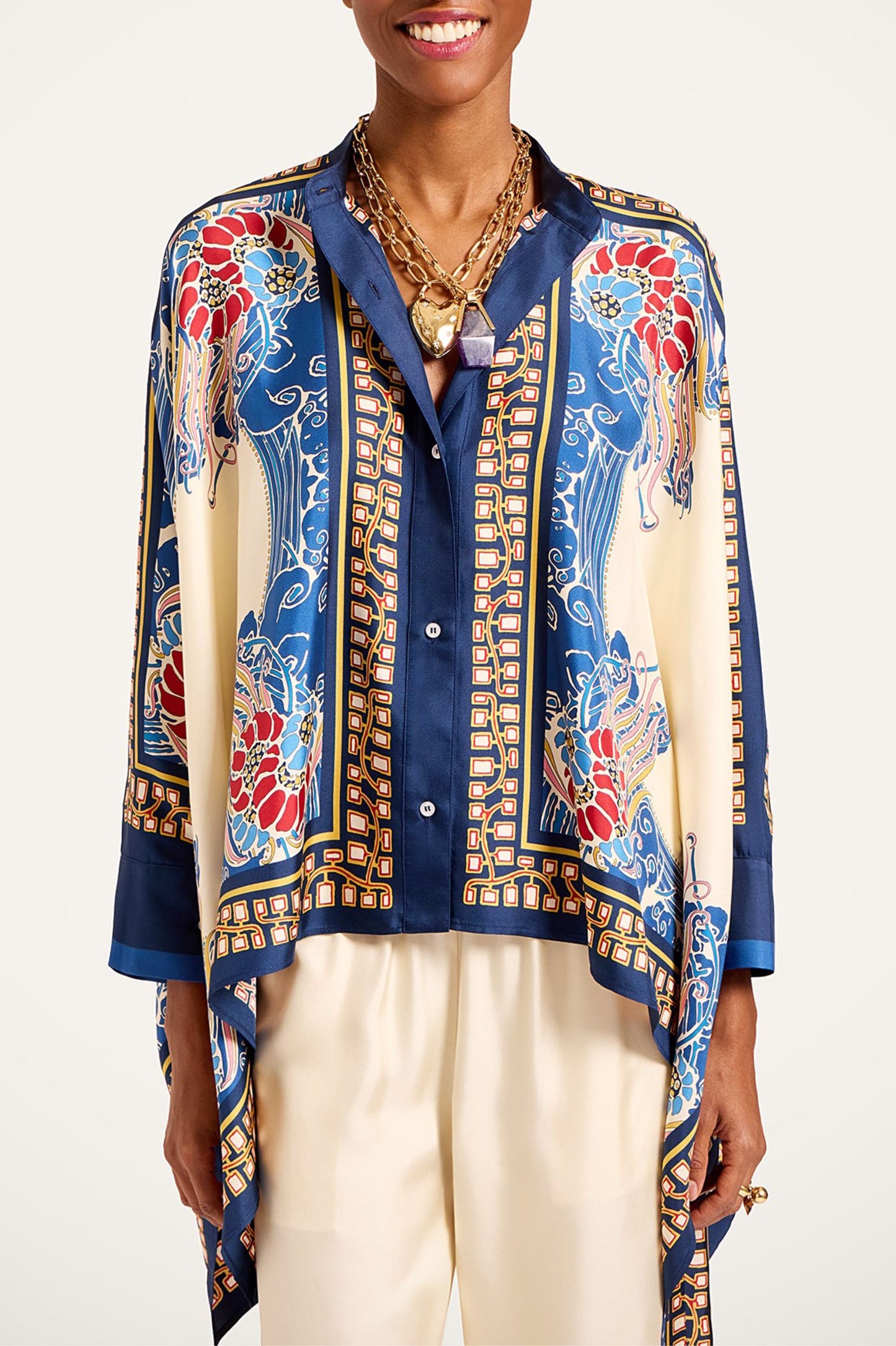 Bluse Foulard Lemuria in Ivory/NavyLa Double J - Anita Hass