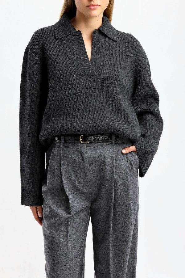 Sweater Polo in Charcoal