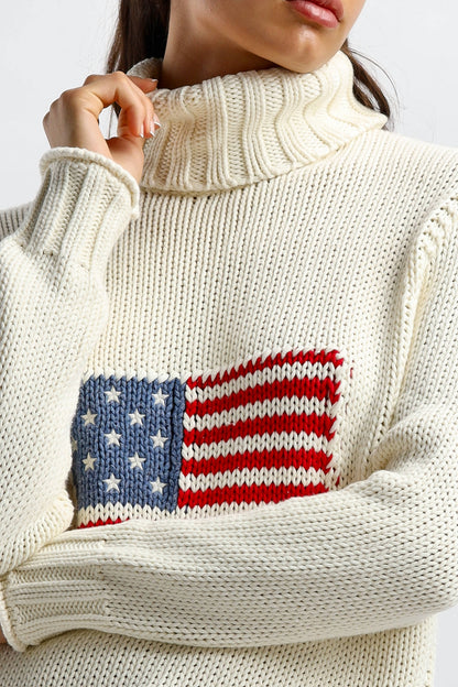 Pullover American Flag in EcruDenimist - Anita Hass