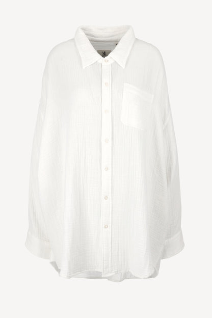 Bluse Button Front in EcruDenimist - Anita Hass