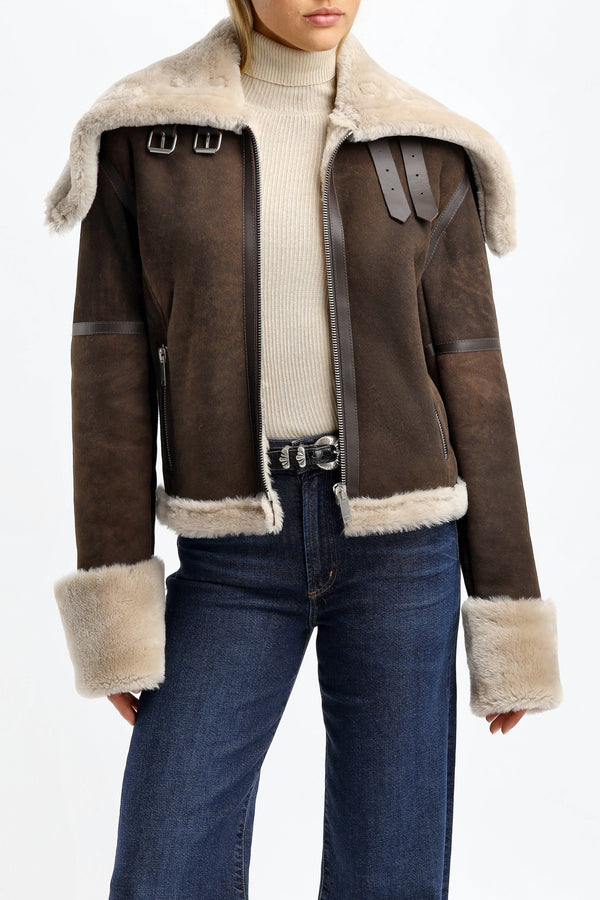 Leather jacket Big Aviator in brown