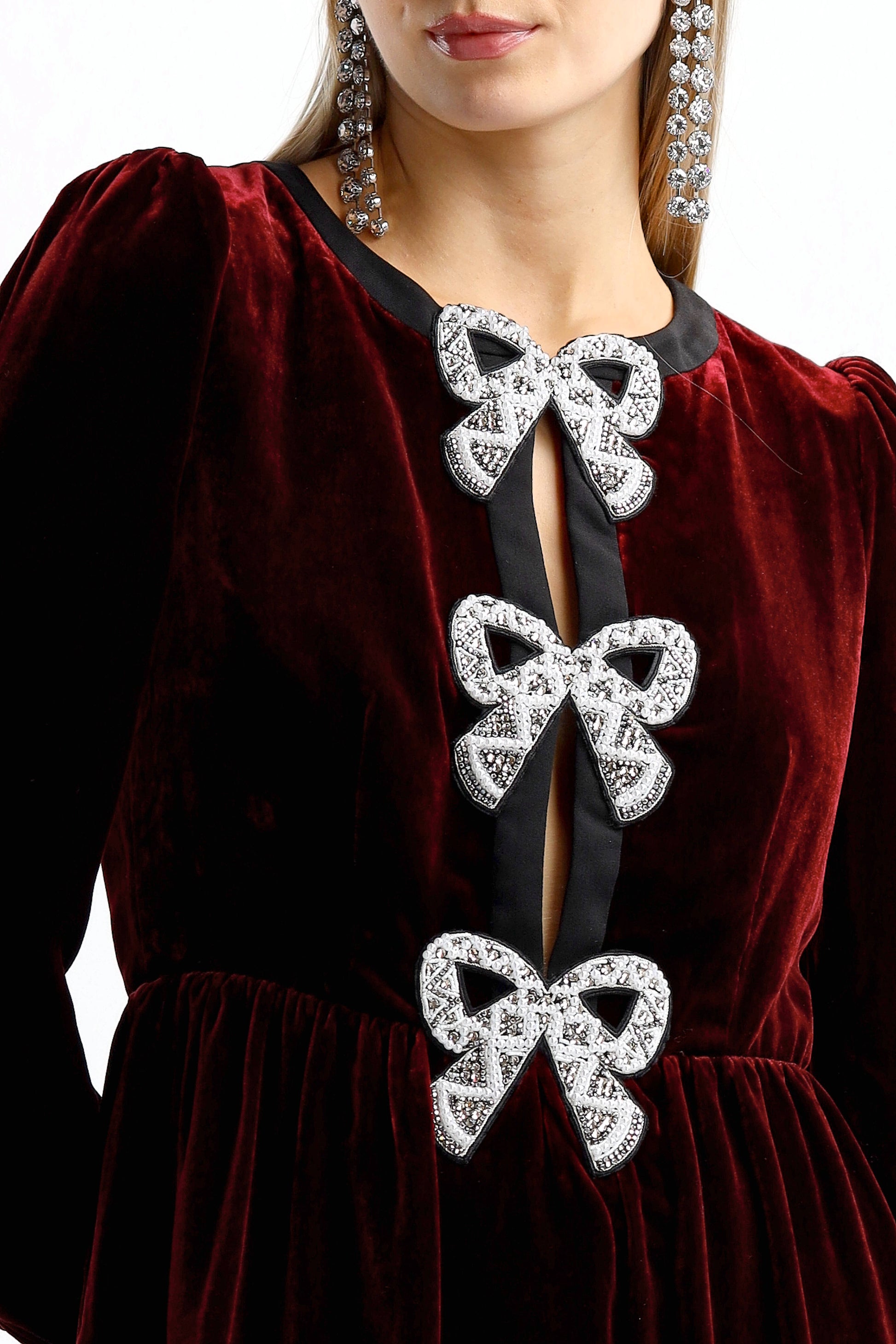 Kleid Camille Bows in Burgundy PearlSaloni - Anita Hass