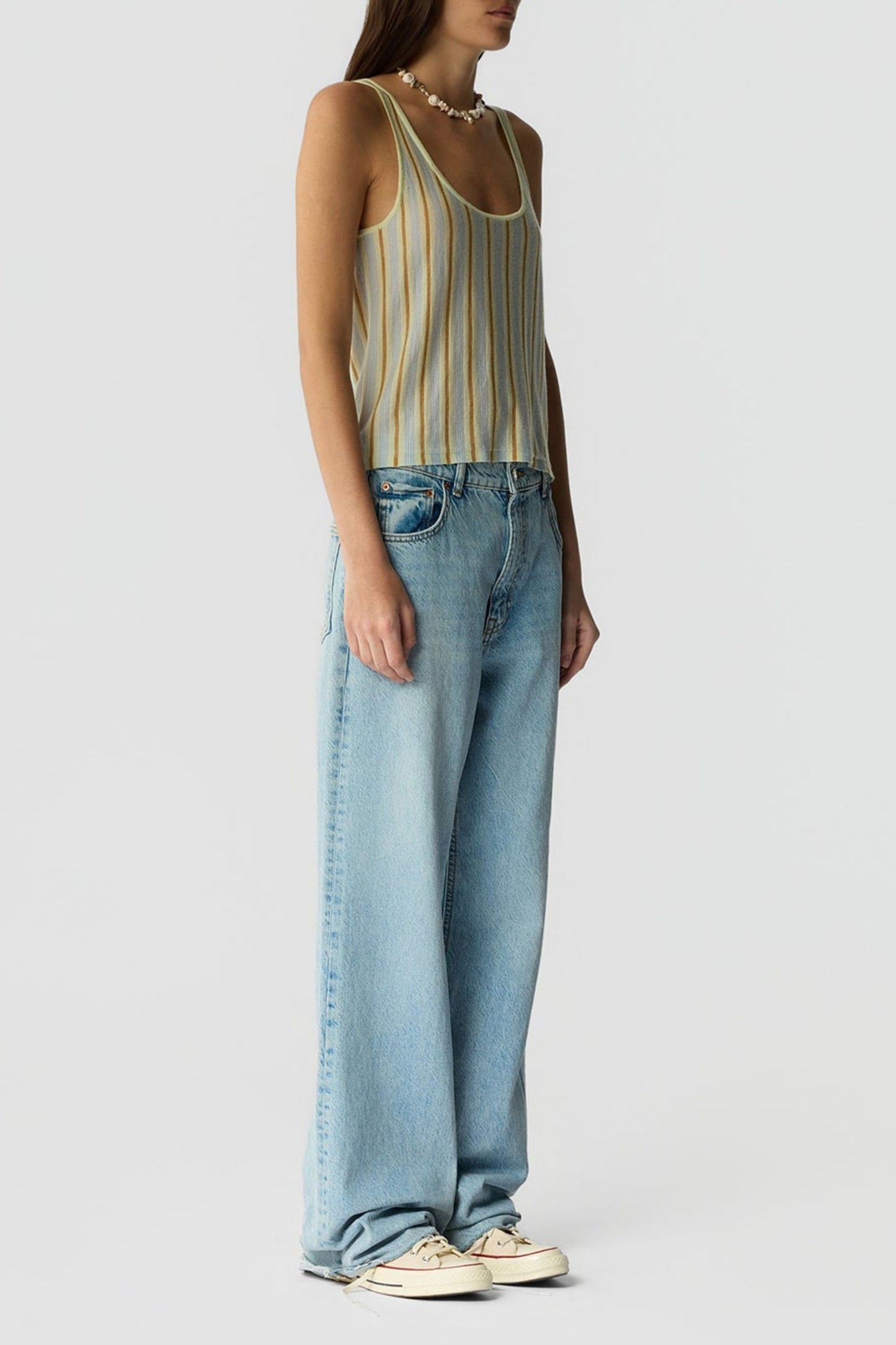 Top Fine Stripe in Limewash