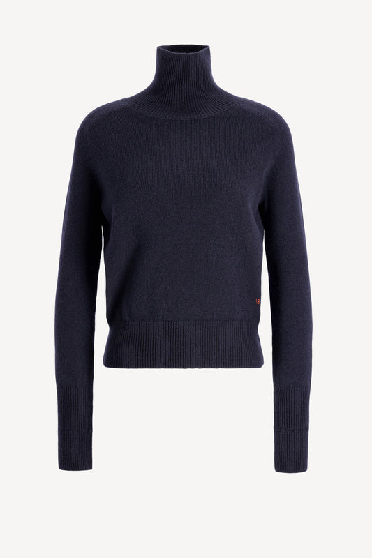 Sweater with polo collar in navy