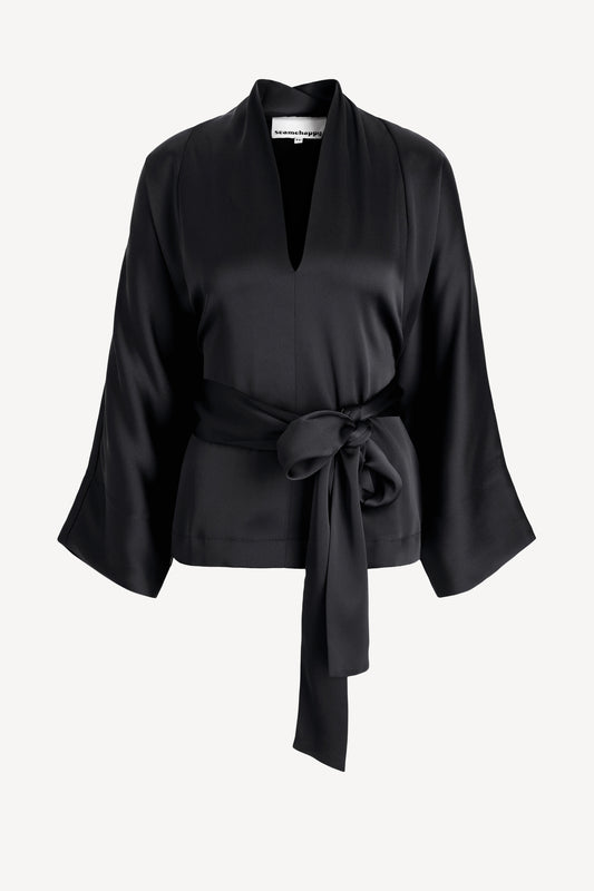 Alaya satin blouse in black