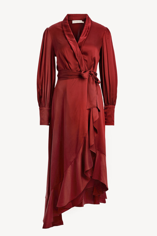 Kleid Silk Wrap Midi in BurgundyZimmermann - Anita Hass