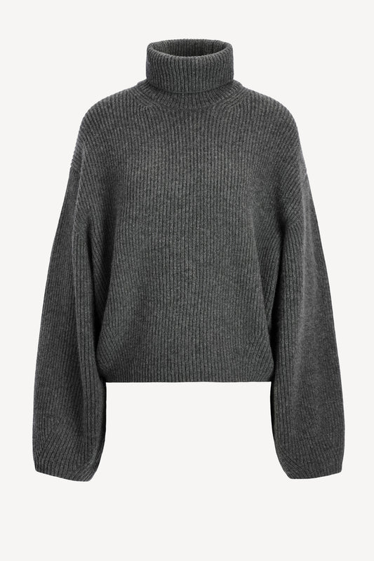 Pullover Ribbed Turtle in Grey MelangeToteme - Anita Hass