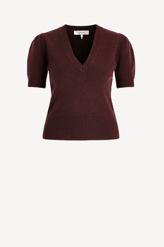 Pullover Cashmere V in Deep BurgundyFrame - Anita Hass