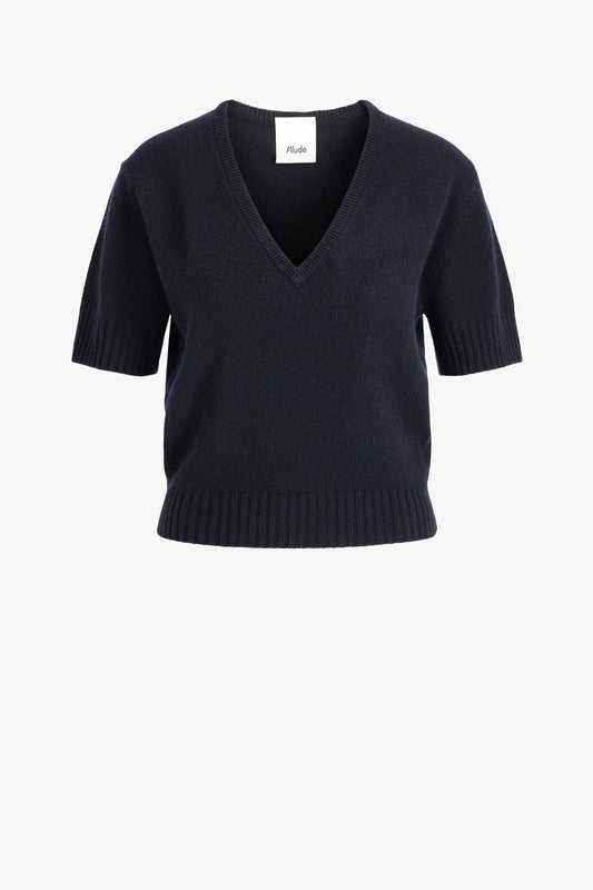 Strickshirt V-Neck in Dark NavyAllude - Anita Hass