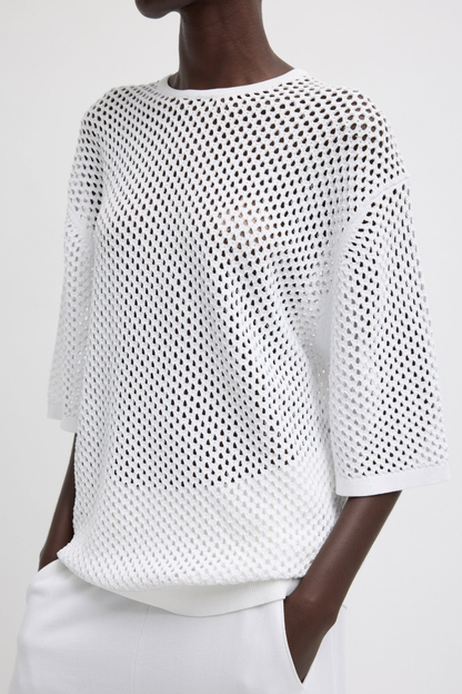Shirt Crochet Net in WeißTibi - Anita Hass