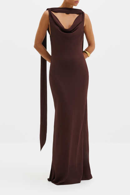 Vida Cowl dress in espresso