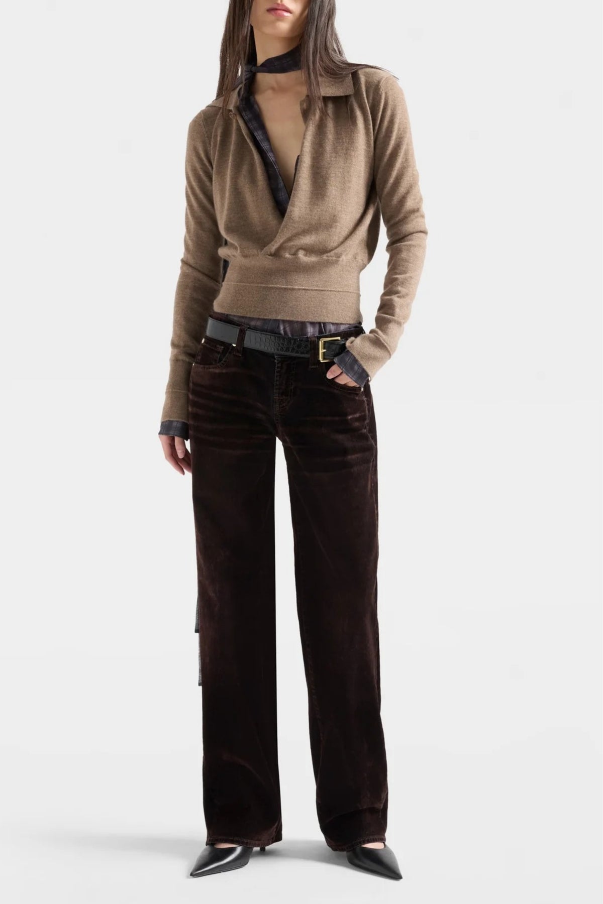 Jeans Low Straight in Flock Brown 7 For All Mankind