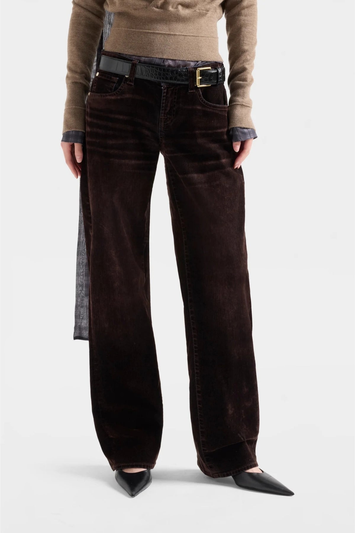 Jeans Low Straight in Flock Brown 7 For All Mankind
