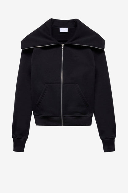 High-Neck Sweatshirt Jacket in Black