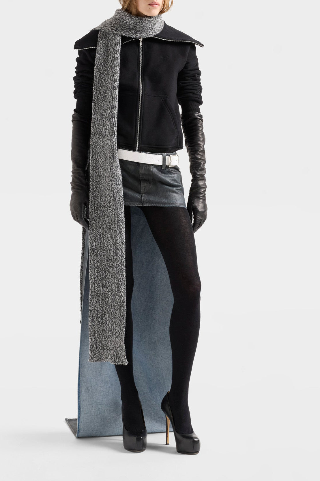 High-Neck Sweatshirt Jacket in Black