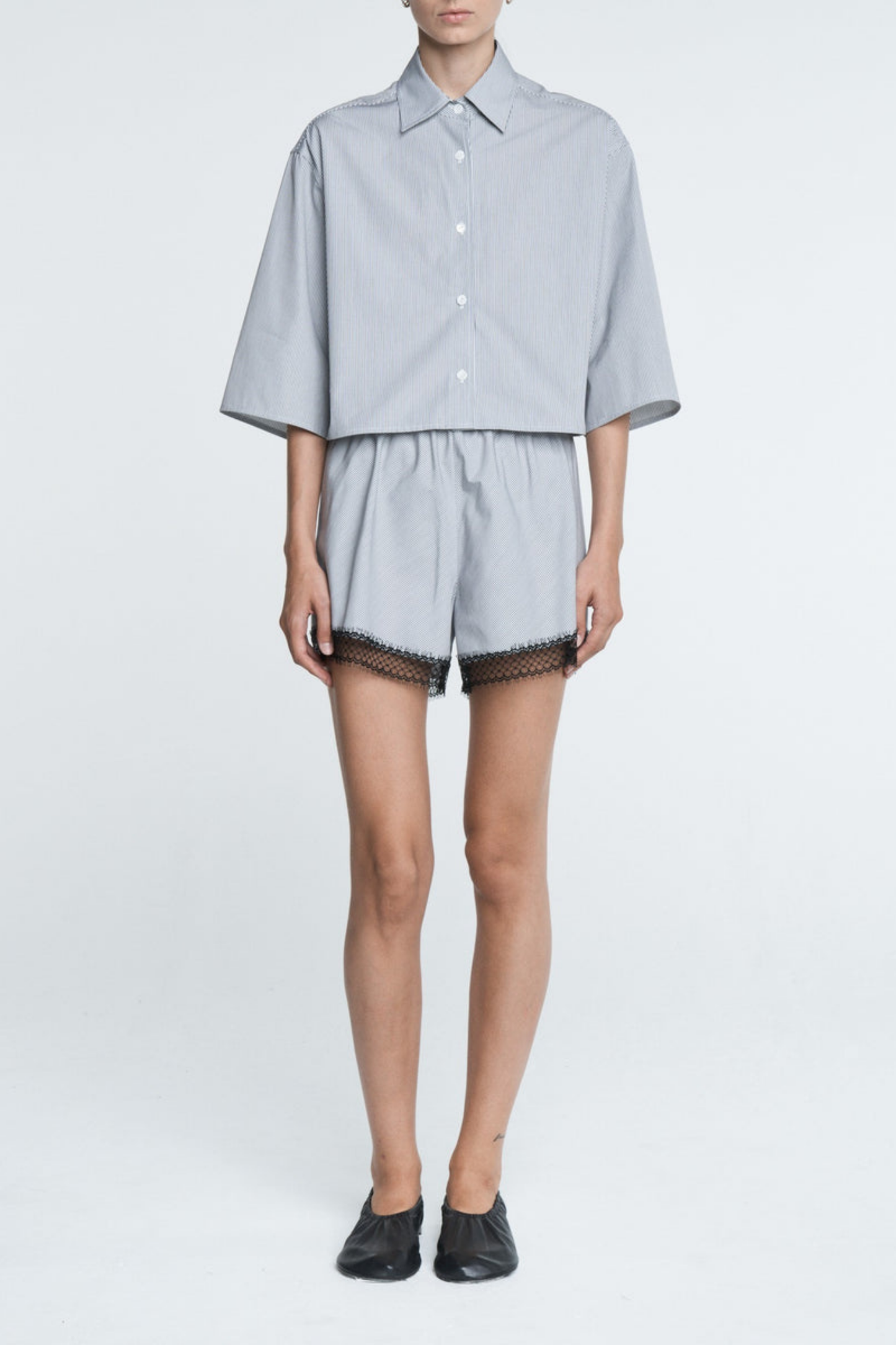 Bluse Cropped in Pinstripe BlackMaria McManus - Anita Hass