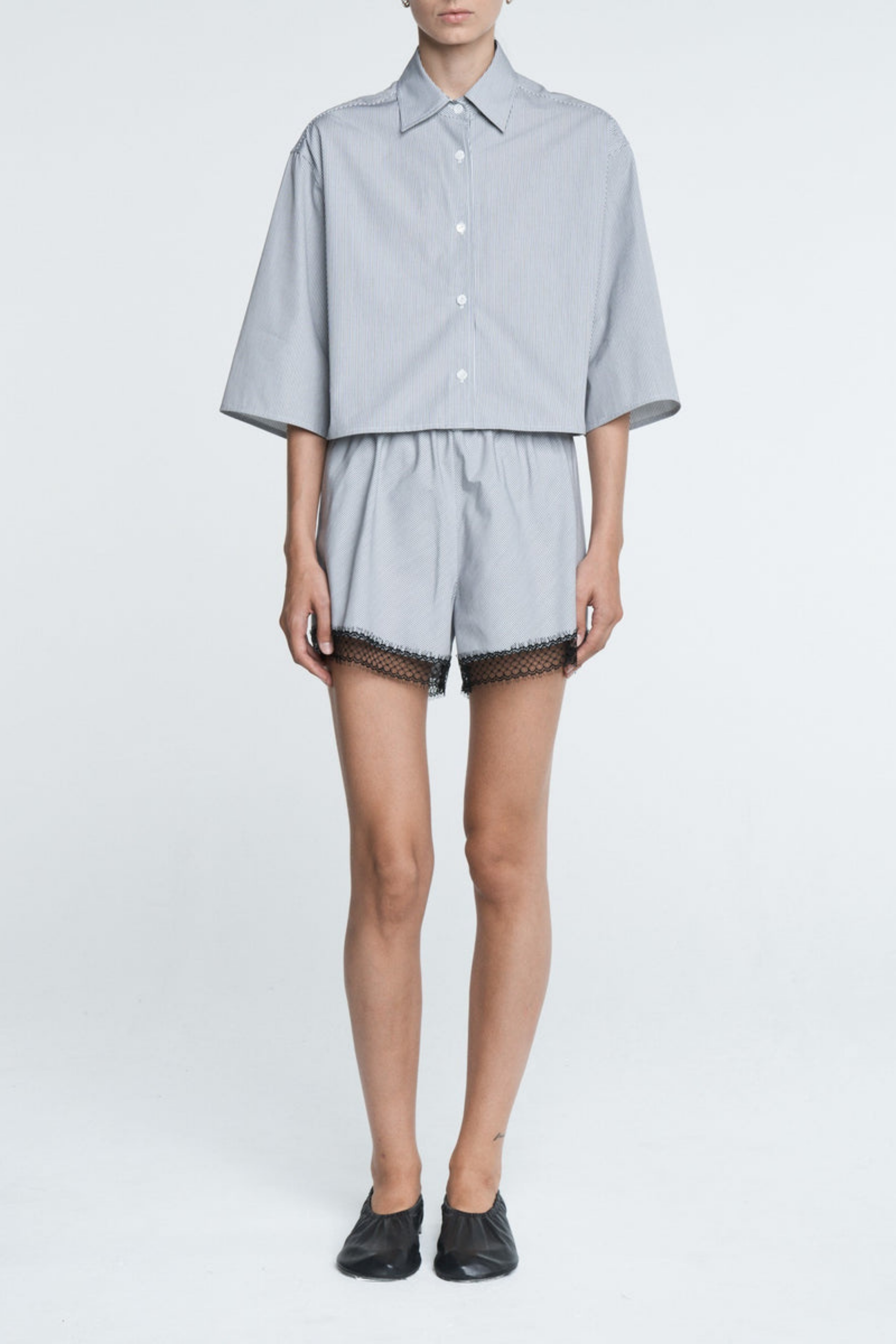 Bluse Cropped in Pinstripe BlackMaria McManus - Anita Hass