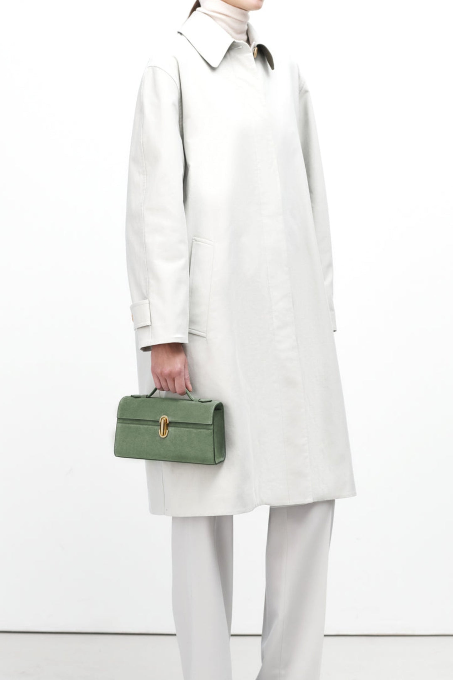 Symmetry Pochette Bag in Cactus Suede