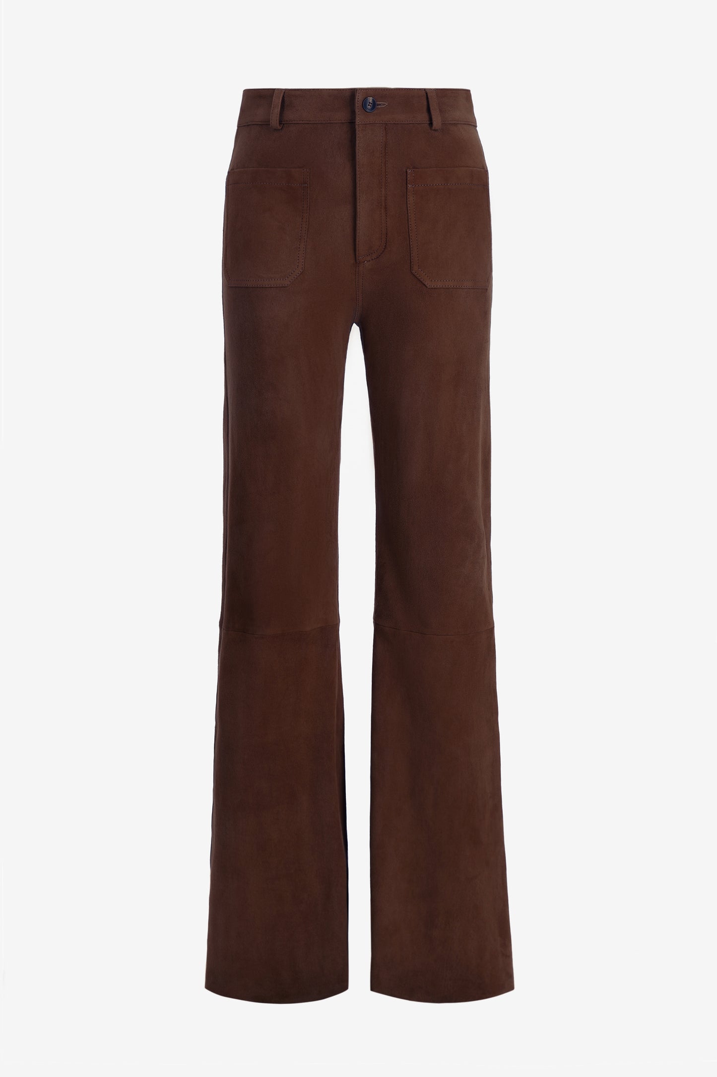 Flora leather trousers in chocolate suede