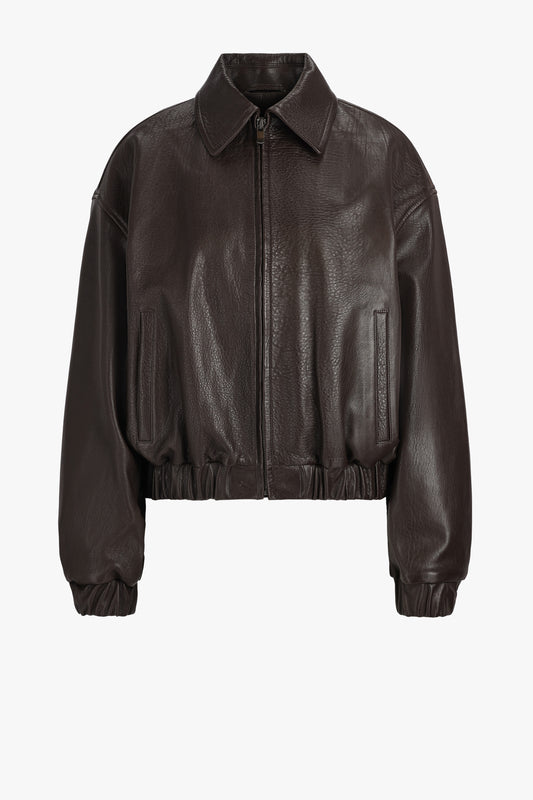 Veste en cuir Alma in Vintage Brown