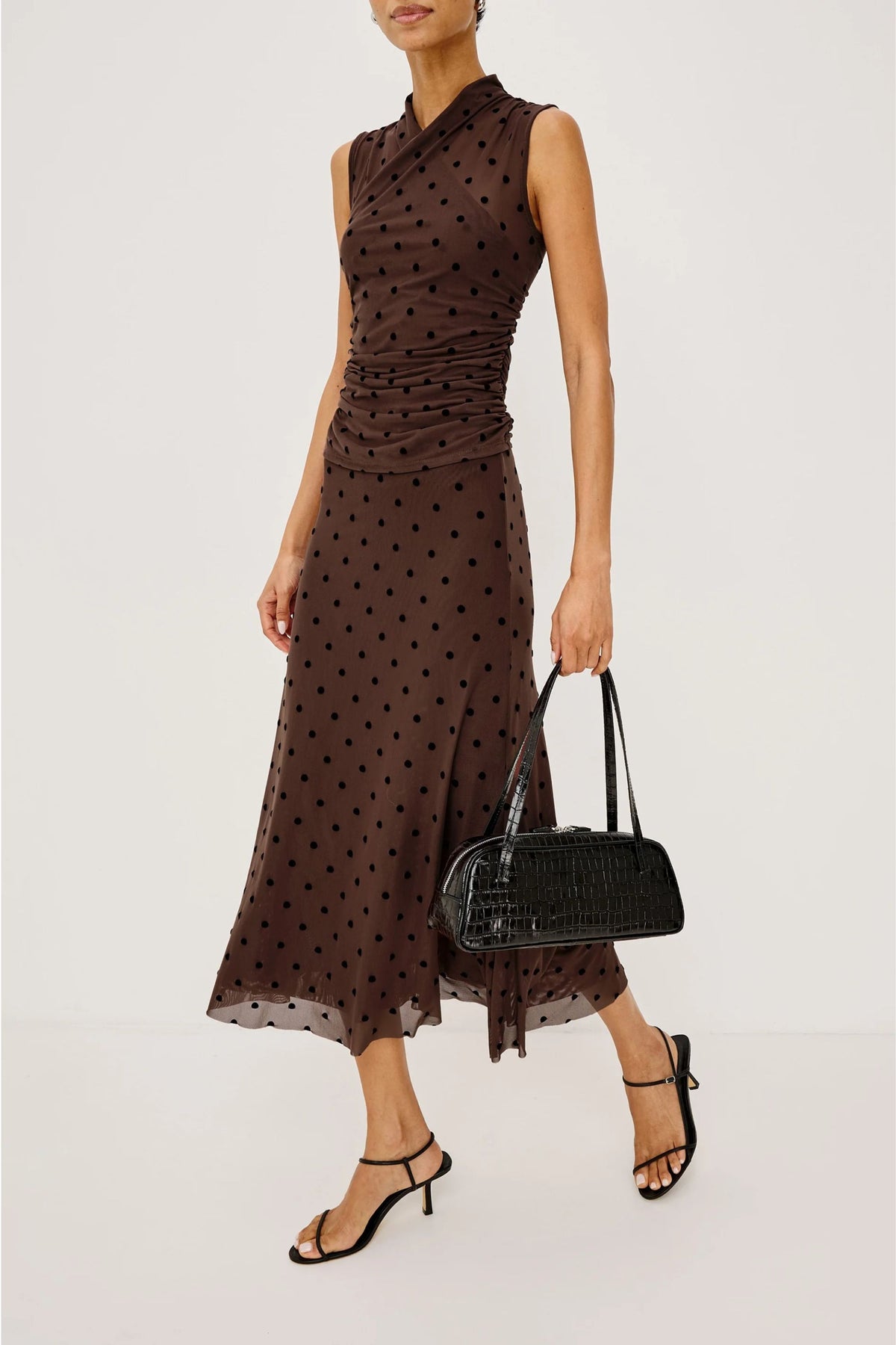 Top Lauris Polka Dot in Chocolate Rails