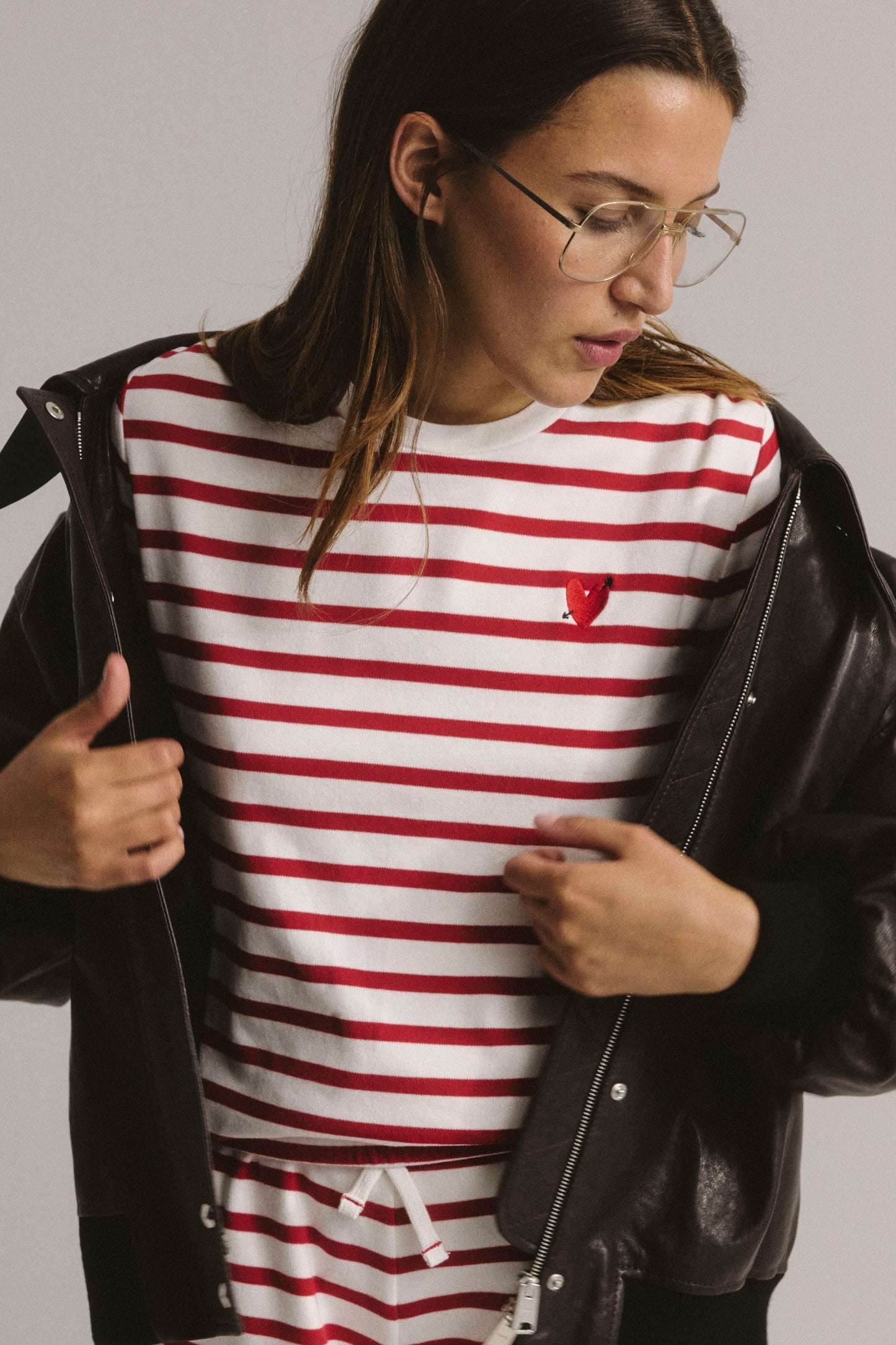 Longsleeve 'Heart' in Red/Ivory