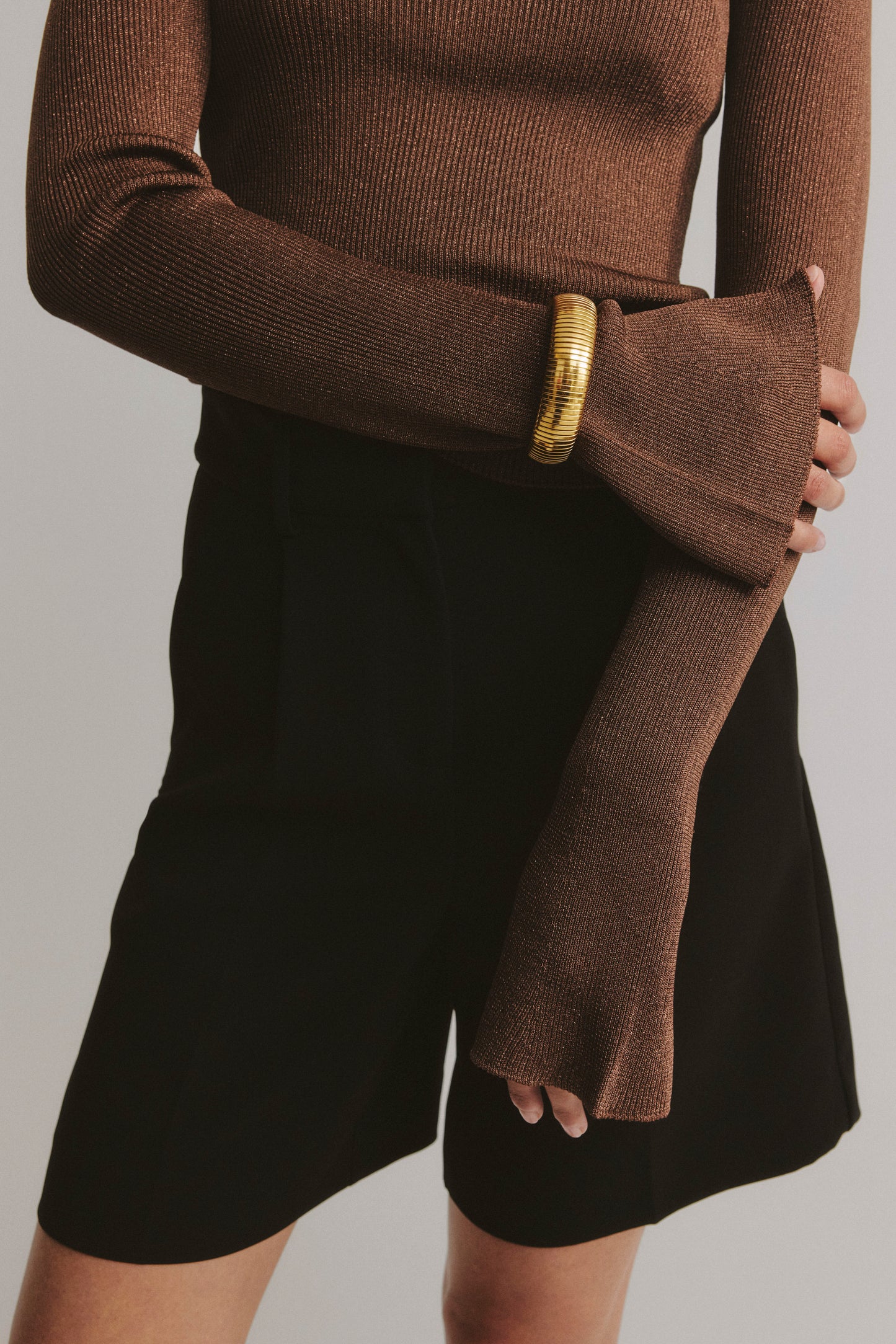 Longsleeve Sunset Glow in Braun Lurex