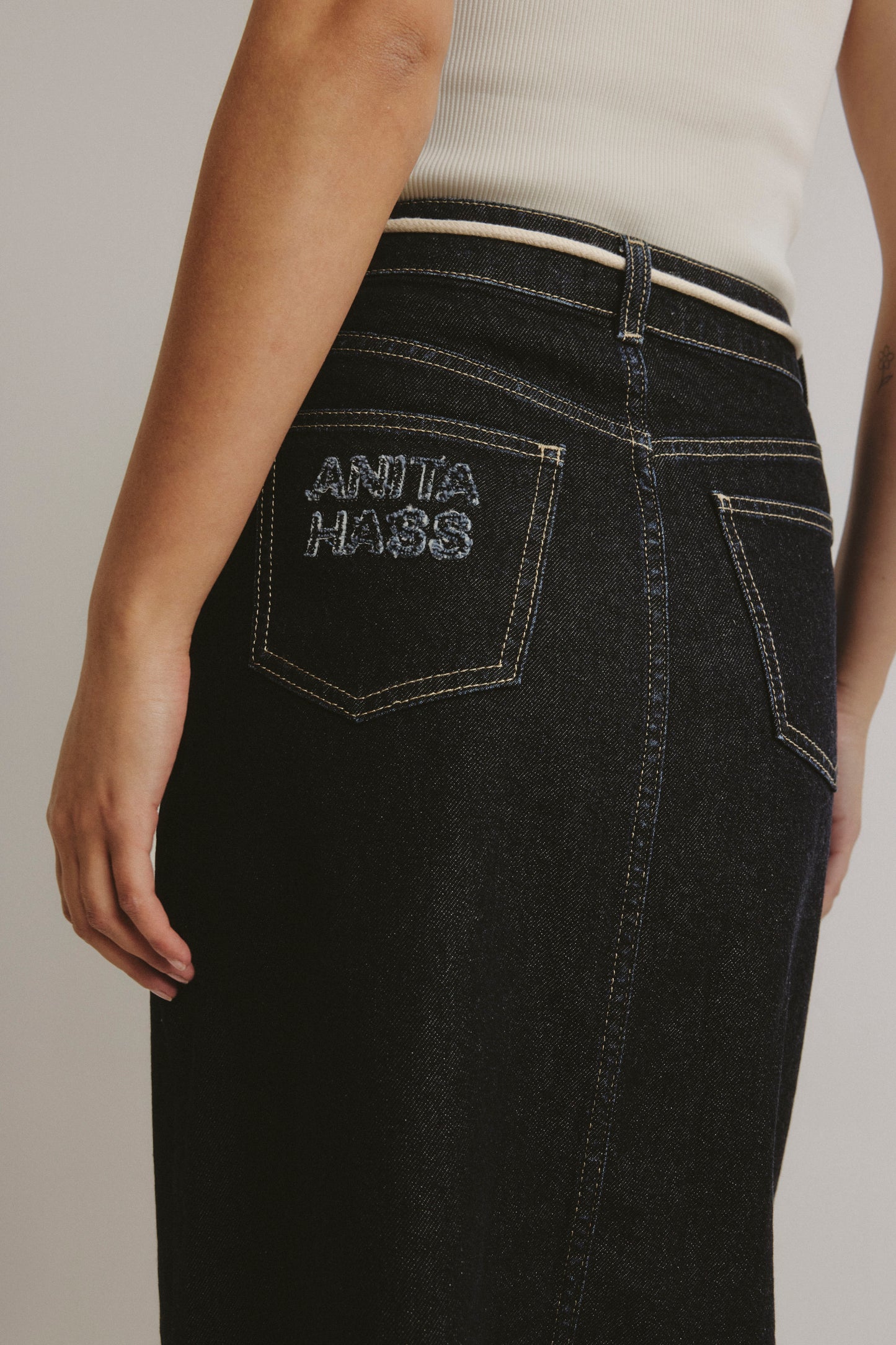 Jeansrock The Maxi in Raw Denim