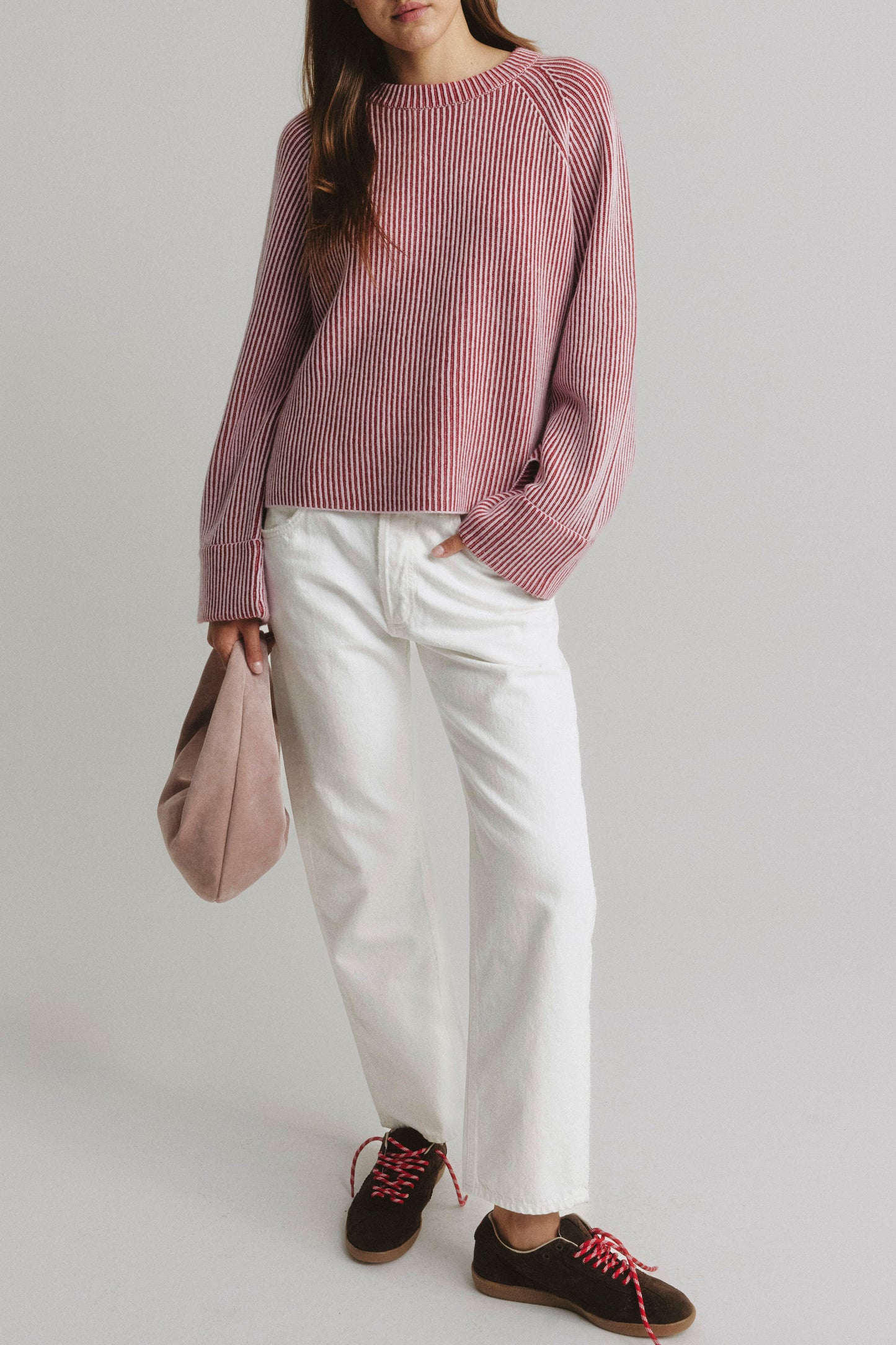 Pullover Two Tone in Rot/Rosa