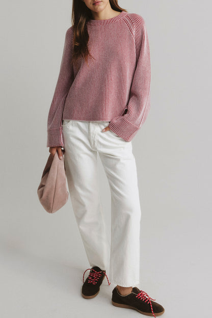 Pullover Two Tone in Rot/Rosa