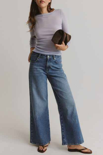 Strickshirt Sheer Touch in Hellblau