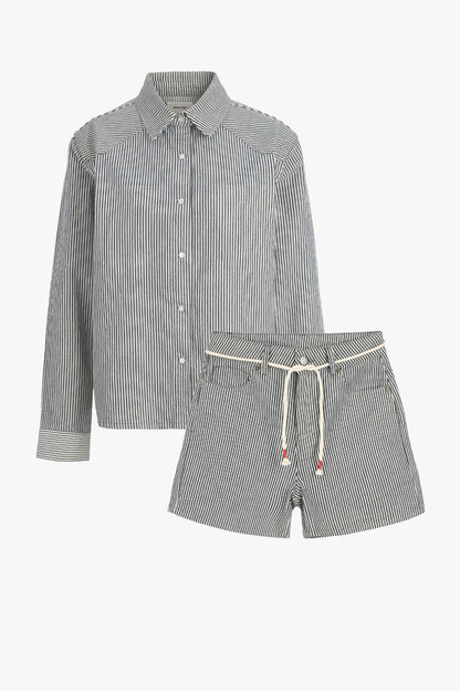 Conjunto de vaqueros Positano en azul y blanco