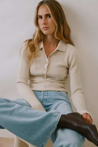 Knit Polo Abigail in Cream