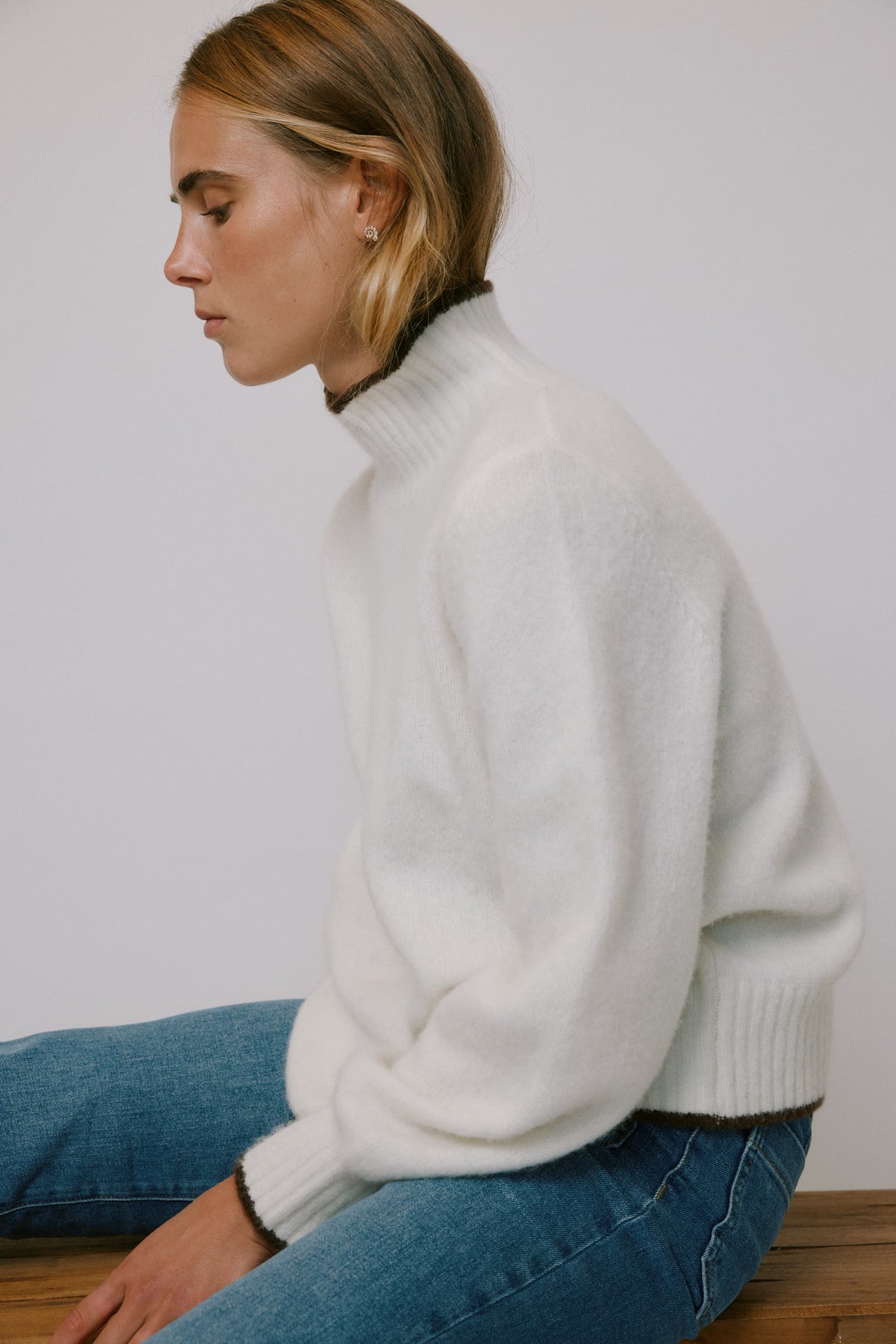 Sweater Leni in Ivory/Coffee