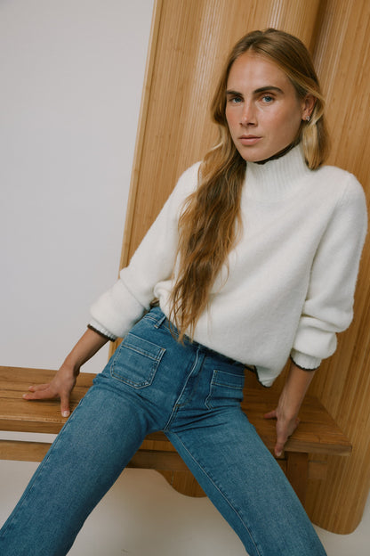 Sweater Leni in Ivory/Coffee