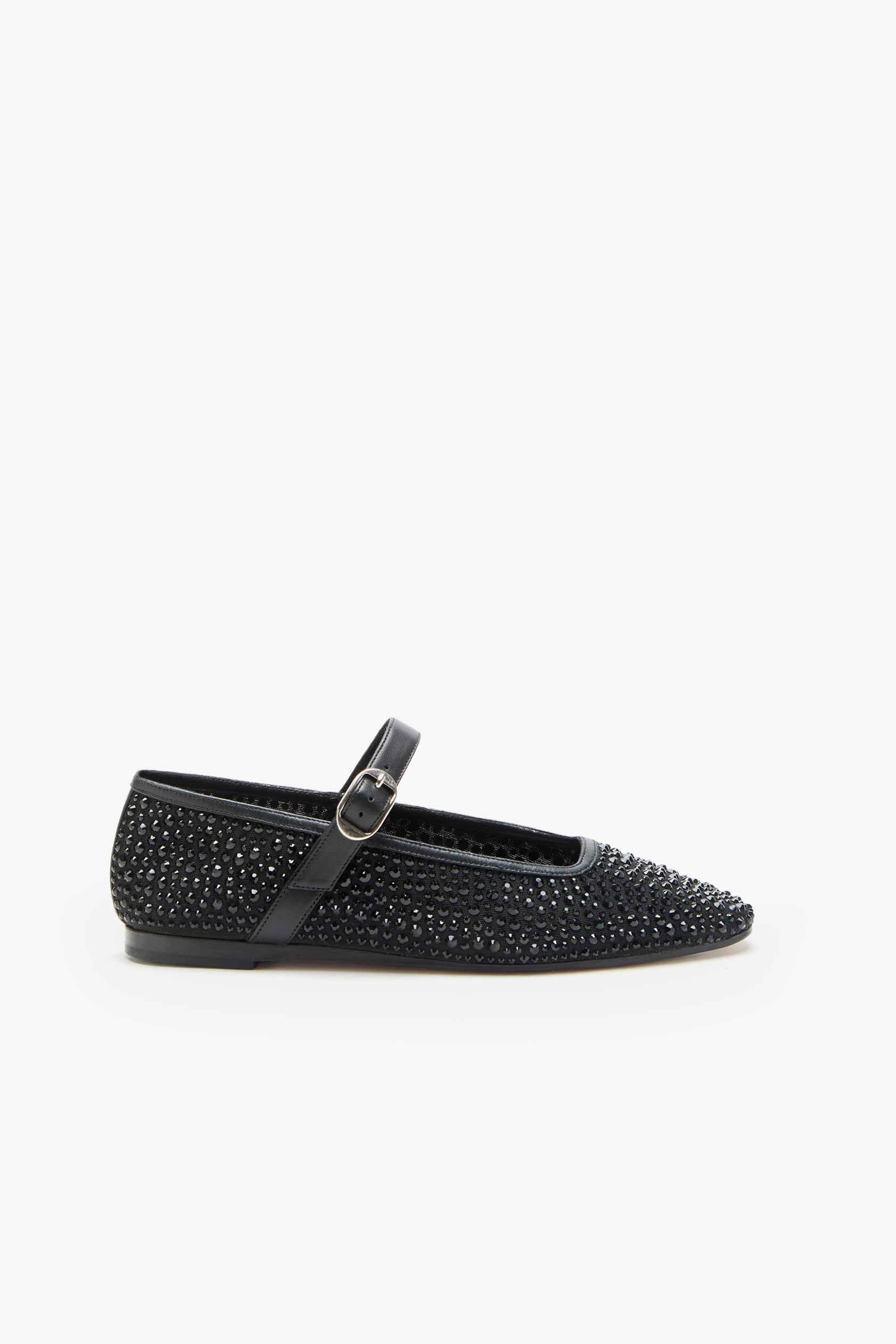 Ballerinas Mary Jane Mesh Crystal in Schwarz