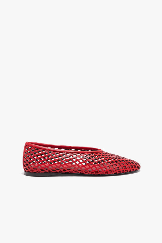 Tee Perforated ballerinas in red